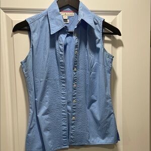Tommy Hilfiger Blue Sleeveless Button-Down Shirt